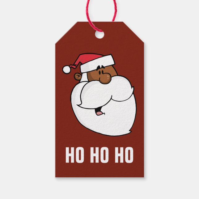 Étiquettes-cadeau Balise cadeau en papier du Père Noël noir (Devant)