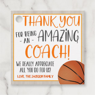 Étiquettes Cadeau Balise cadeau entraîneur de basket-ball