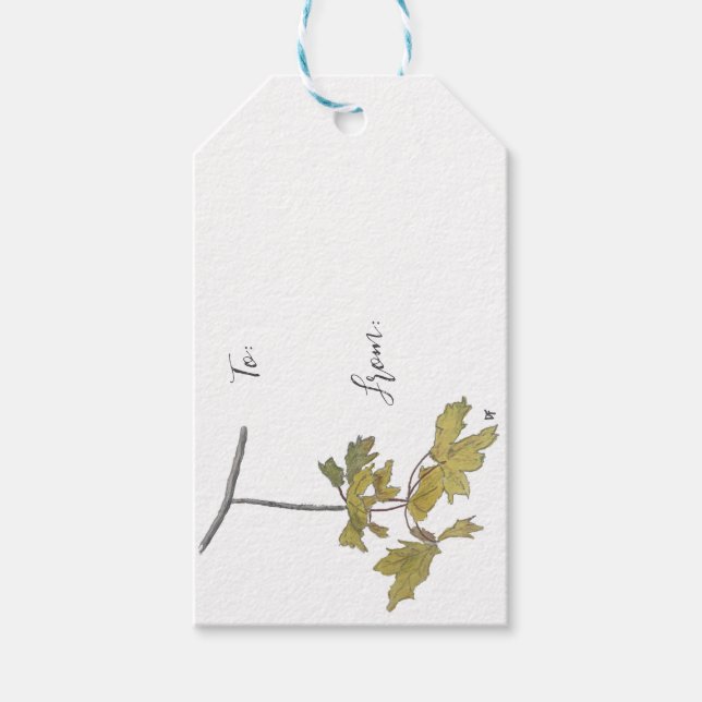 Étiquettes-cadeau Balise cadeau été et automne feuille jaune (Devant)