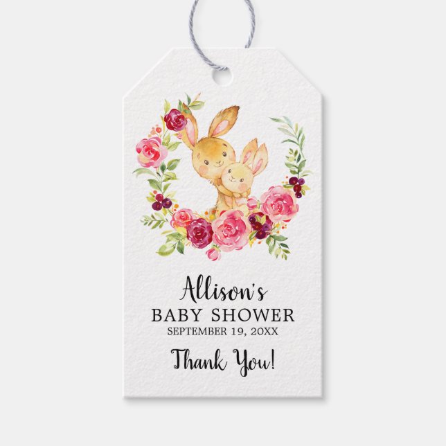 Étiquettes-cadeau Balise Cadeau Favour pour maman et bébé lapin Douc (Devant)