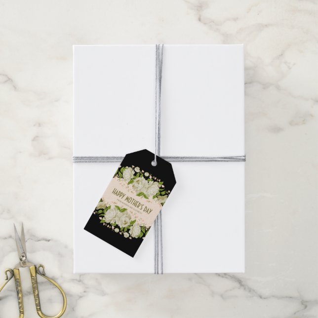 Étiquettes-cadeau Balise cadeau Fête des Mères Fleur de crème (Avec de la ficelle)
