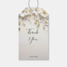 Balise cadeau Feuille en or blanc ivoire