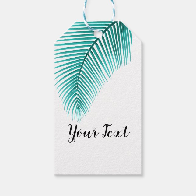 Étiquettes-cadeau Balise cadeau Feuille Palm Tree, Turquoise tropica (Devant)