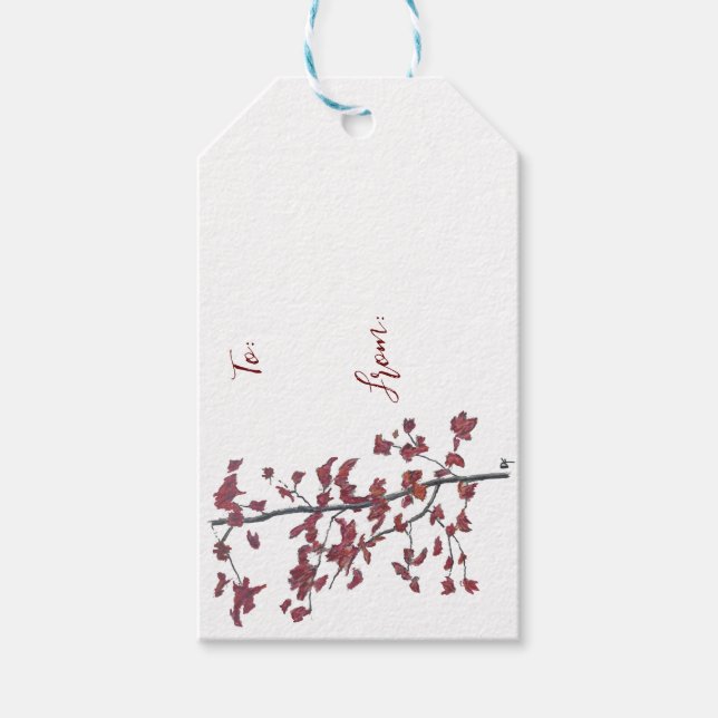 Étiquettes-cadeau Balise cadeau Feuille rouge (Devant)