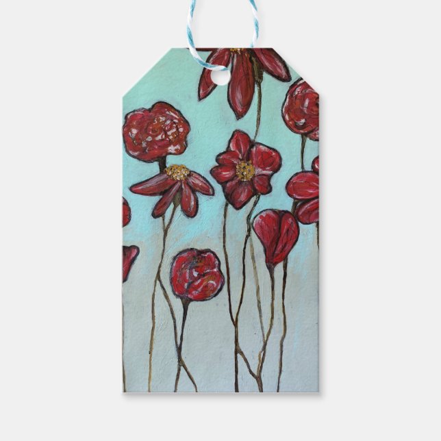 Étiquettes-cadeau Balise cadeau Fleurs rouges (Devant)