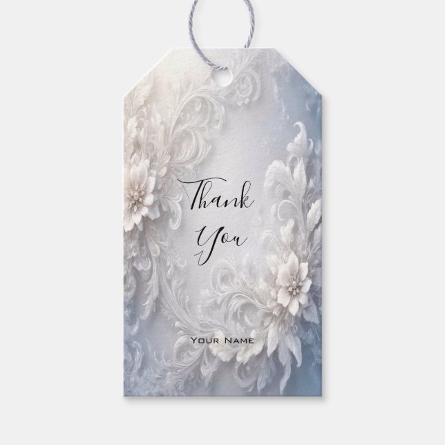 Étiquettes-cadeau Balise cadeau Floral Blanc (Devant)