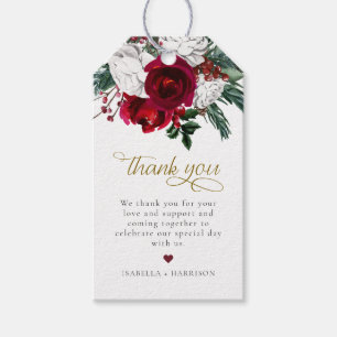 Étiquettes-cadeau Balise cadeau HOLLY Burgundy Christmas Floral Favo