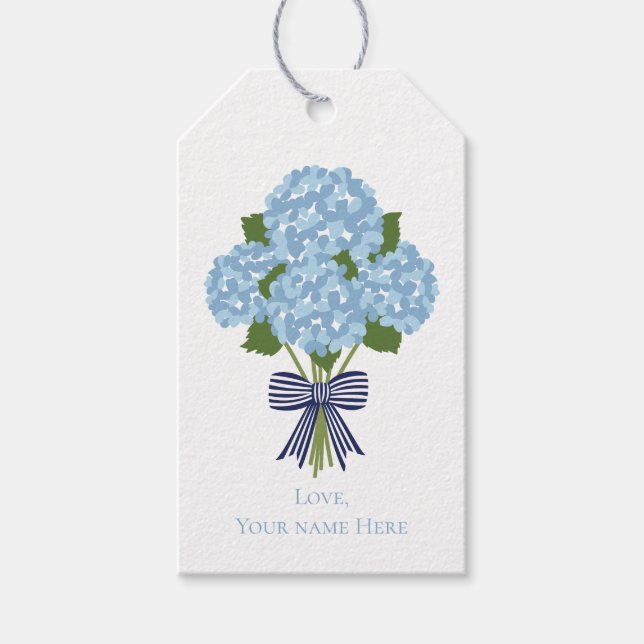 Étiquettes-cadeau Balise Cadeau Hydrangea, Grandmillenium bleu perso (Devant)