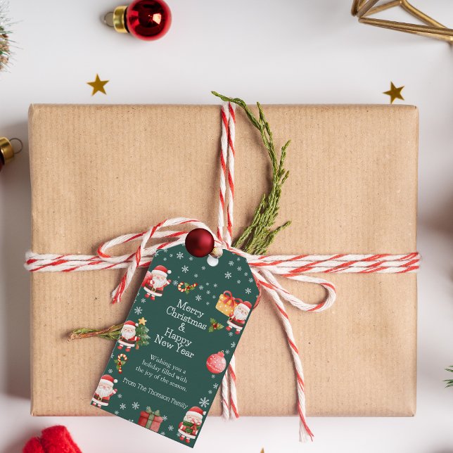Étiquettes-cadeau Balise cadeau joyeux du Père Noël Rouge (Créateur téléchargé)
