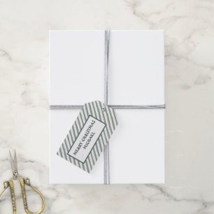 Étiquettes-cadeau Balise cadeau Joyeux Noël Green Stripe