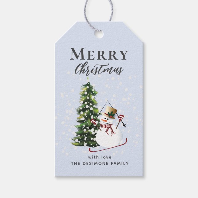 Étiquettes-cadeau Balise cadeau Joyeux Noël Snowman (Devant)
