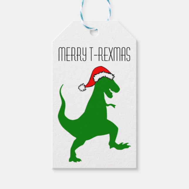 Étiquettes-cadeau Balise cadeau Joyeux T-rexmas (Devant)