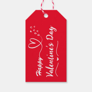 Étiquettes-cadeau Balise cadeau Joyeux Valentines Day Simple Rouge &