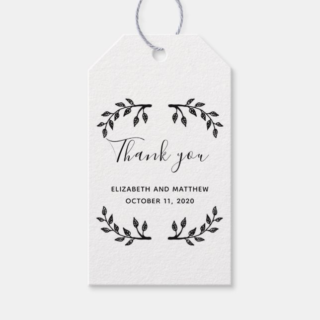Étiquettes-cadeau Balise cadeau Kraft. Mariage de branche rustique m (Devant)