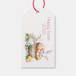 Étiquettes-cadeau Balise cadeau lapin de Pâques/panier