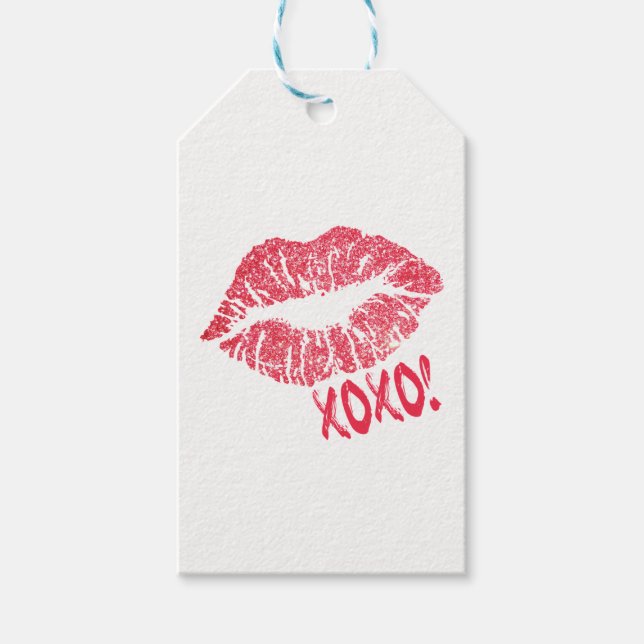 Étiquettes-cadeau Balise cadeau, Lips xoxo. (Devant)
