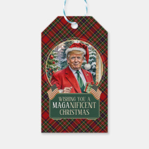 Étiquettes-cadeau Balise cadeau MAGA Christmas Tartan Plaid Trump