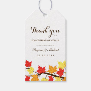 Étiquettes-cadeau Balise cadeau Mariage de l'automne blanc Feuille d
