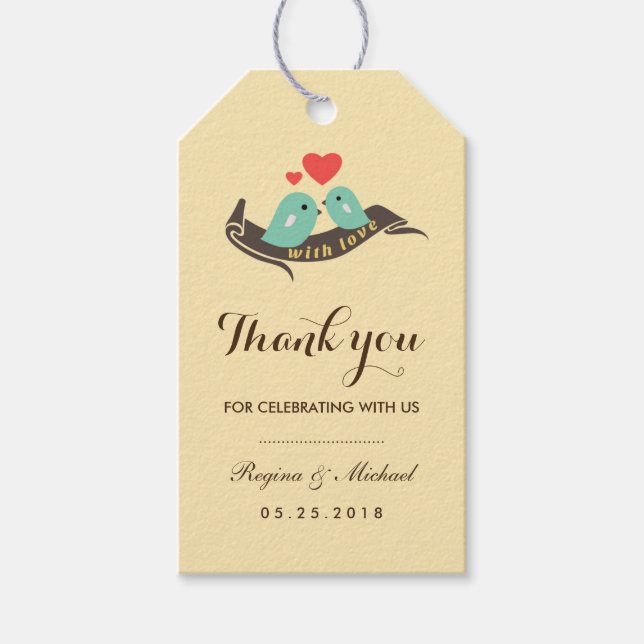 Étiquettes-cadeau Balise cadeau Mariage de petit coeur pour Lovebird (Devant)