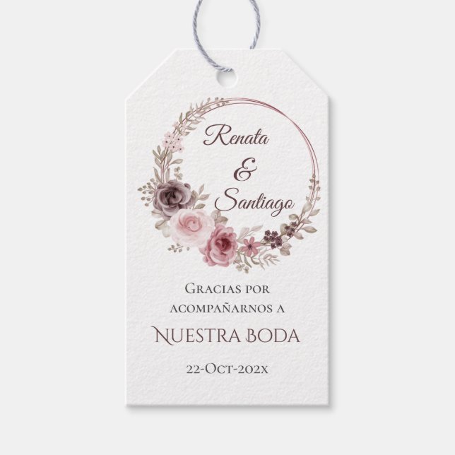 Étiquettes-cadeau Balise cadeau mariage en espagnol (Devant)