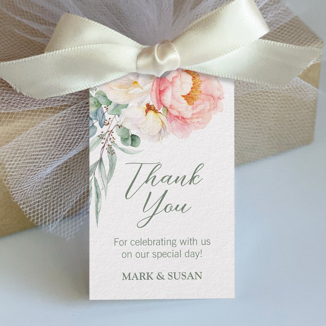 Étiquettes-cadeau Balise cadeau Mariage rose blanc (Créateur téléchargé)