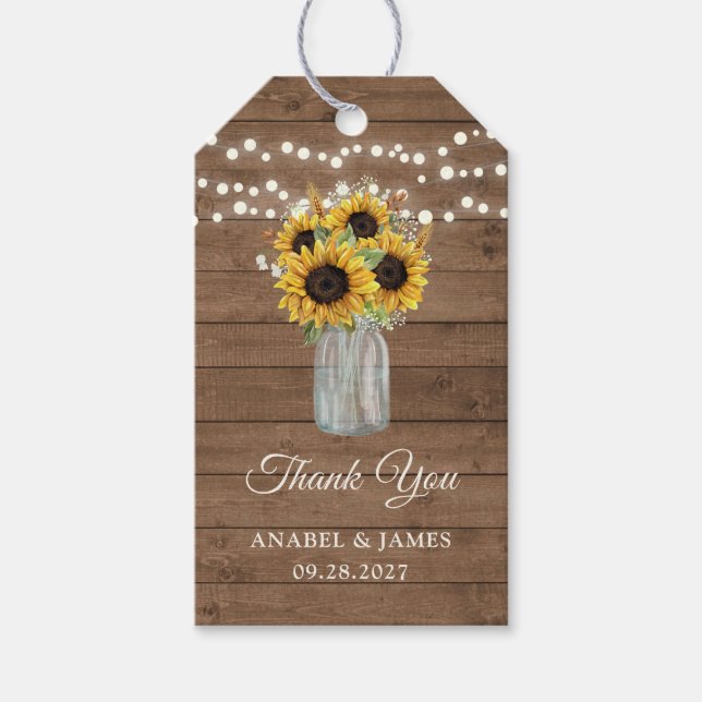 Étiquettes-cadeau Balise cadeau Mason Jar en bois rustique (Devant)