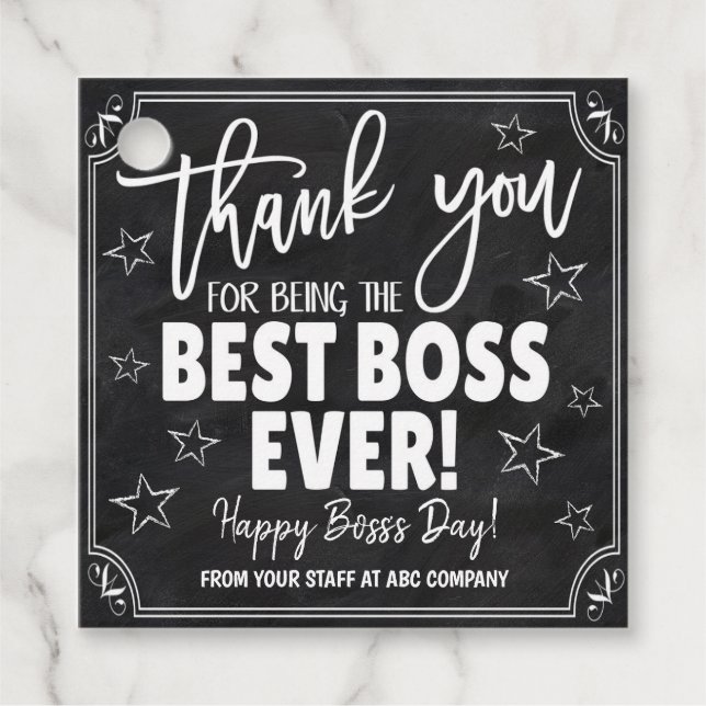 Étiquettes Cadeau Balise cadeau Meilleur Merci Boss (Devant)