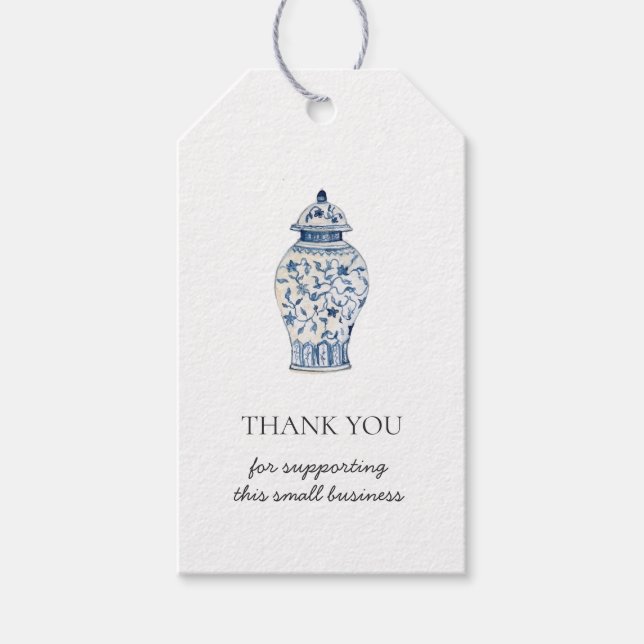 Étiquettes-cadeau Balise cadeau Merci bleu et blanc (Devant)