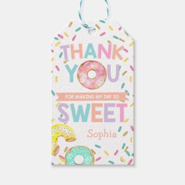 Étiquettes-cadeau Balise cadeau Merci de la fête de beigne Sweg (Devant)