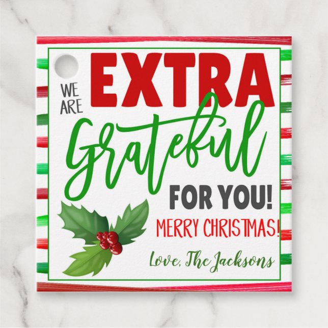 Étiquettes Cadeau Balise Cadeau Merci de Noël (Devant)