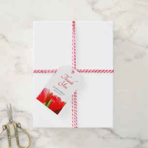 Étiquettes-cadeau Balise Cadeau Merci de Tulipes rouges