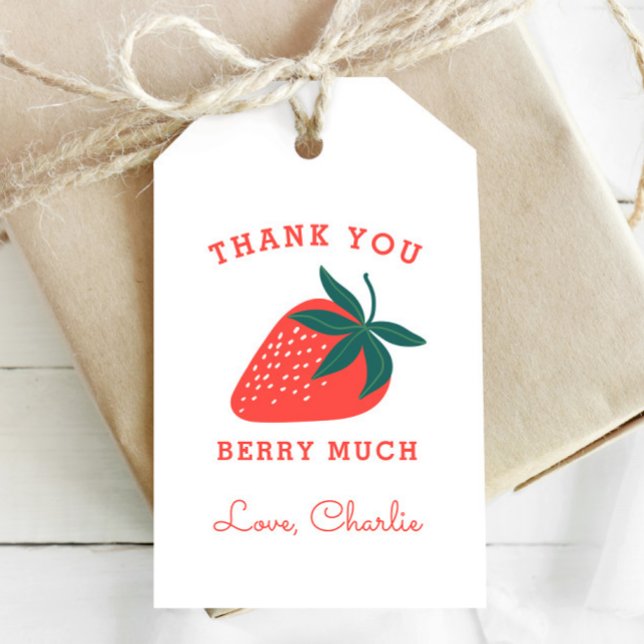 Étiquettes-cadeau Balise cadeau Merci fraise (Créateur téléchargé)