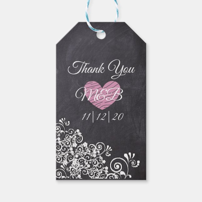 Étiquettes-cadeau Balise cadeau Merci Mariage de style tableau noir (Devant)