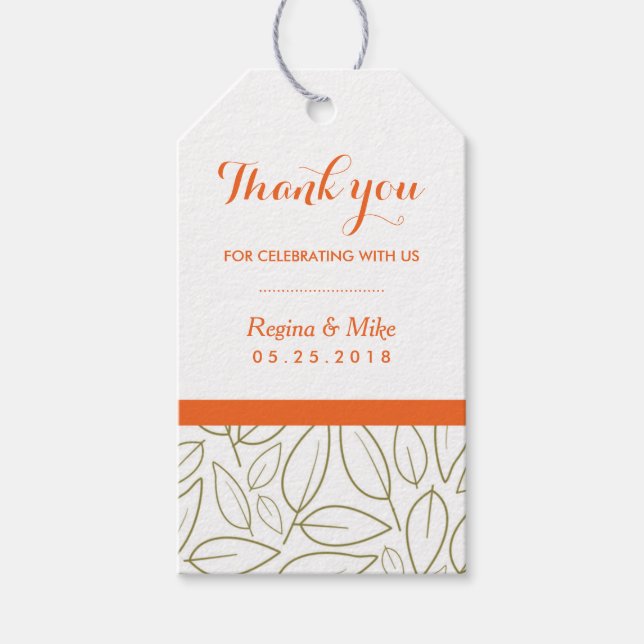 Étiquettes-cadeau Balise cadeau Merci Mariage Motif feuille (Devant)