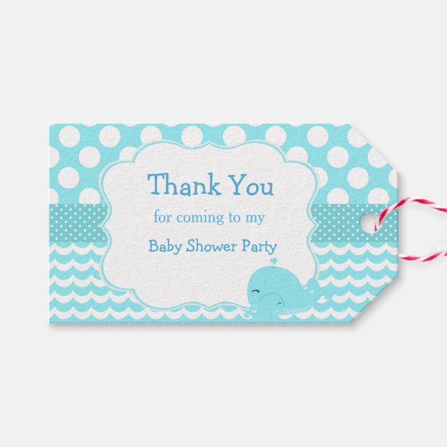 Étiquettes-cadeau Balise-cadeau Merci pour bébé et parent Baleine bl (Devant (Horizontal))
