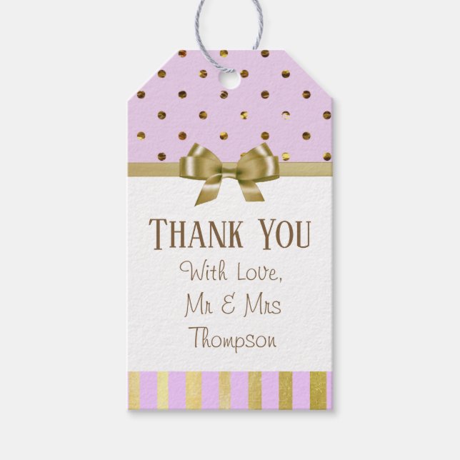 Étiquettes-cadeau Balise cadeau Merci violet Mariage or (Devant)