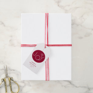 Étiquettes-cadeau Balise cadeau Modern Joy Red Happy Holidays