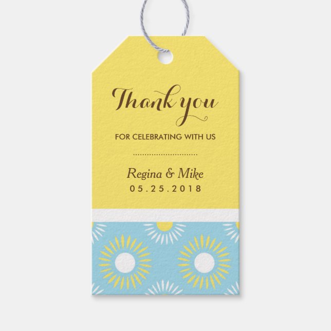 Étiquettes-cadeau Balise cadeau Motif de tournesol bleu jaune pour M (Devant)