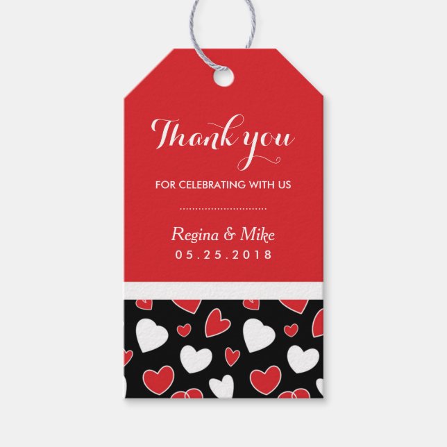 Étiquettes-cadeau Balise Cadeau Motif Red Heart Doodles Wedding Favo (Devant)
