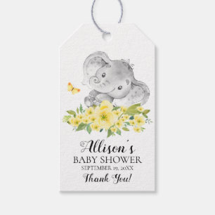 Étiquettes-cadeau Balise Cadeau Neutral Happy Elephant Baby shower F