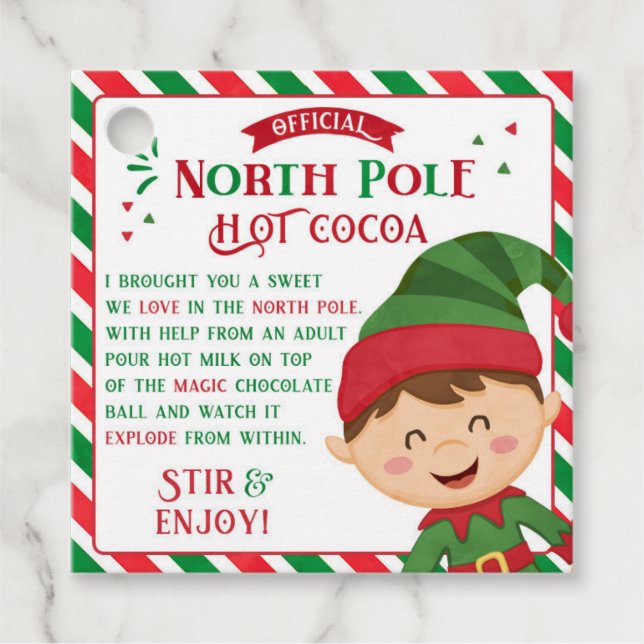 Étiquettes Cadeau Balise cadeau Noël Hot Chocolate bombe pour enfant (Devant)