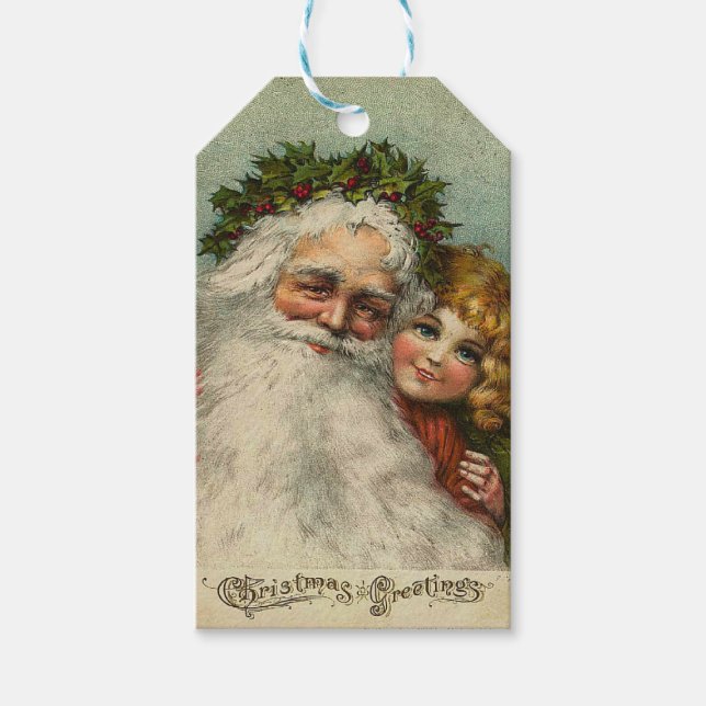 Étiquettes-cadeau Balise cadeau Noël vintage (Devant)