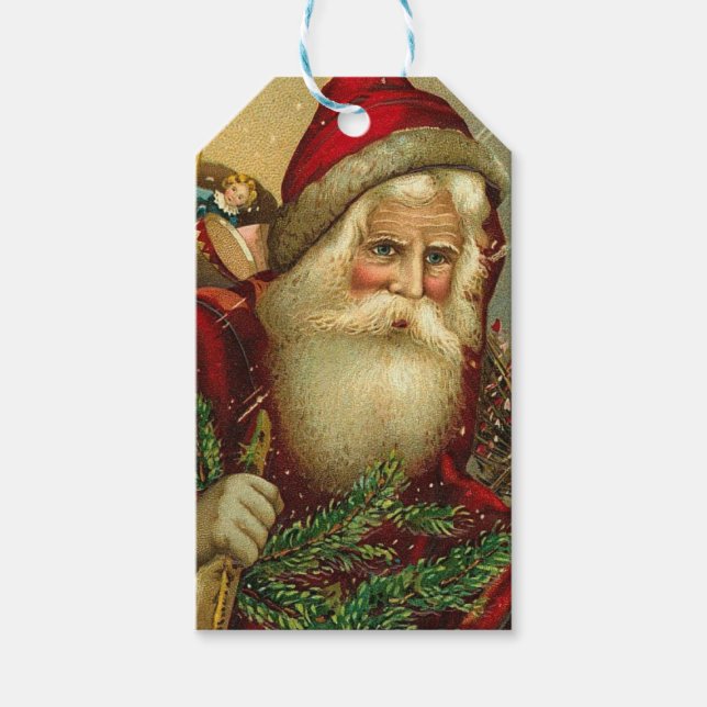 Étiquettes-cadeau Balise cadeau Noël vintage (Devant)