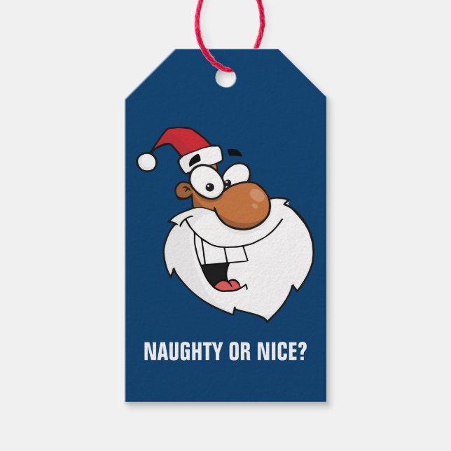 Étiquettes-cadeau Balise cadeau noir Père Noël noir (Devant)