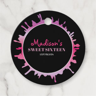 Étiquettes Cadeau Balise cadeau Ombre Splatter Sweet sixteen 16 Favo