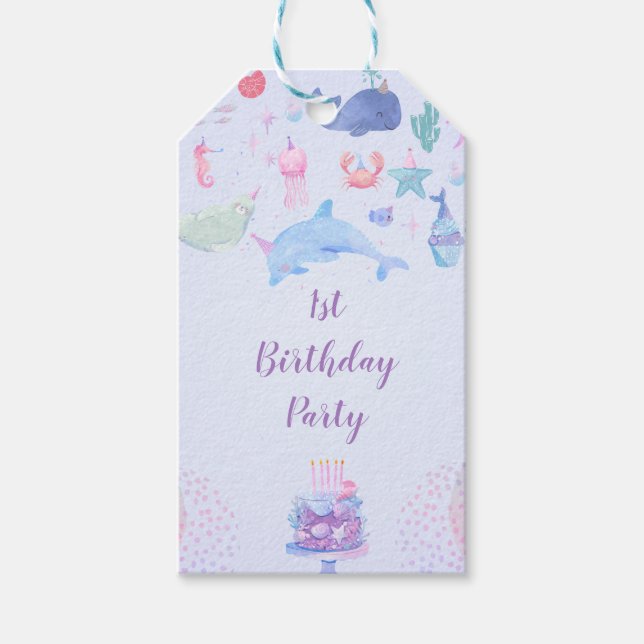 Étiquettes-cadeau Balise cadeau ONEder the Sea Party (Devant)