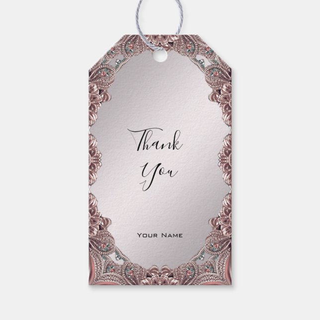 Étiquettes-cadeau Balise cadeau ornemental rose (Devant)