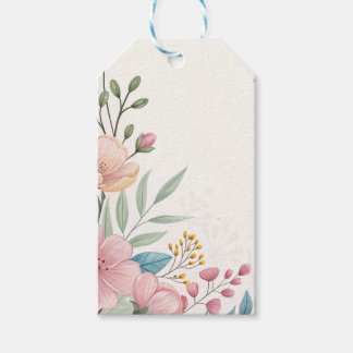 Étiquettes-cadeau Balise cadeau Pastel Floral Watercolor avec Elegan