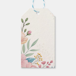 Étiquettes-cadeau Balise cadeau Pastel Floral Watercolor avec Elegan