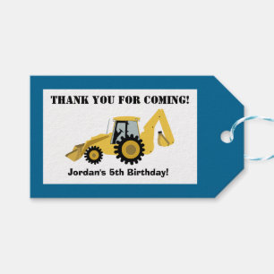 Étiquettes-cadeau Balise Cadeau Personnalisé Backhoe Construction Fa